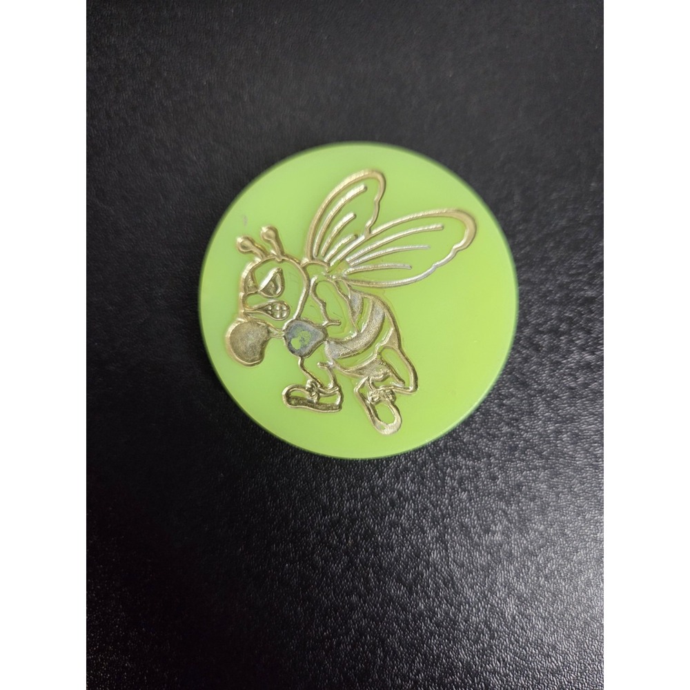 Vintage 1990s Bee Slammer Pog Lime Green Embossed Inlay Double Grip